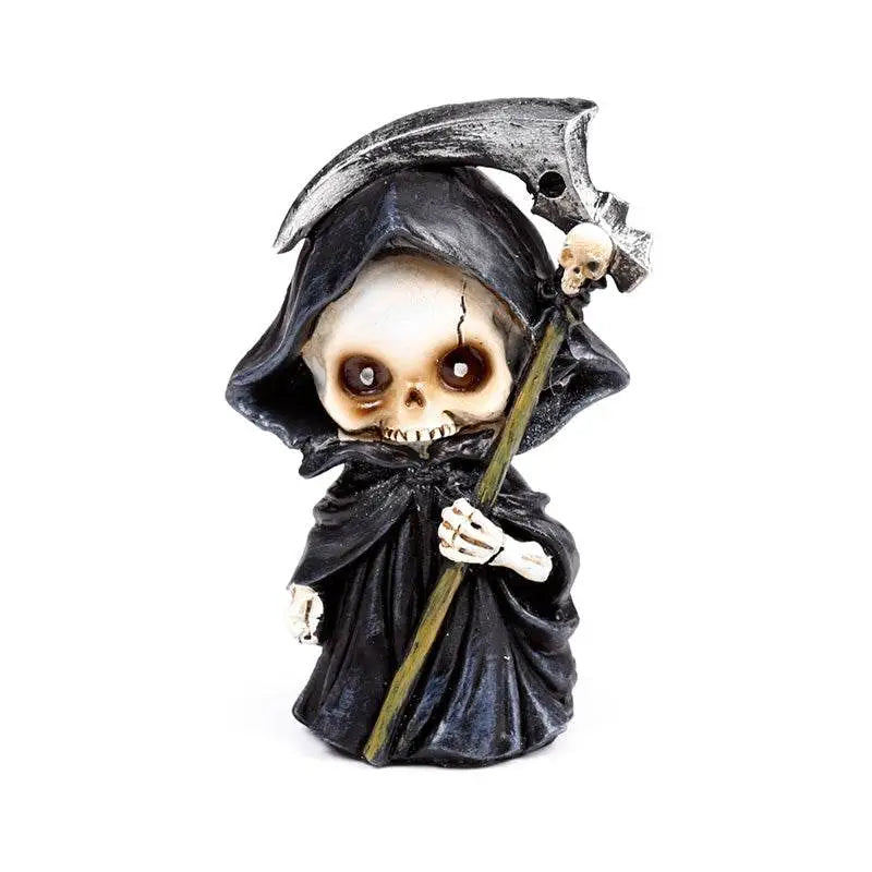 The Reaper Mini Skull Set of 3 with Scythes - Gothic Fantasy Skulls & Skeletons