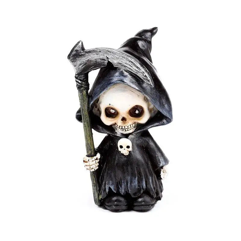 The Reaper Mini Skull Set of 3 with Scythes - Gothic Fantasy Skulls & Skeletons
