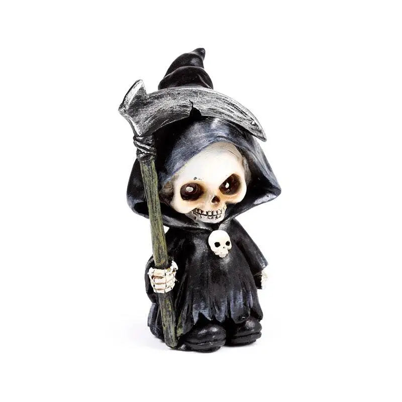 The Reaper Mini Skull Set of 3 with Scythes - Gothic Fantasy Skulls & Skeletons