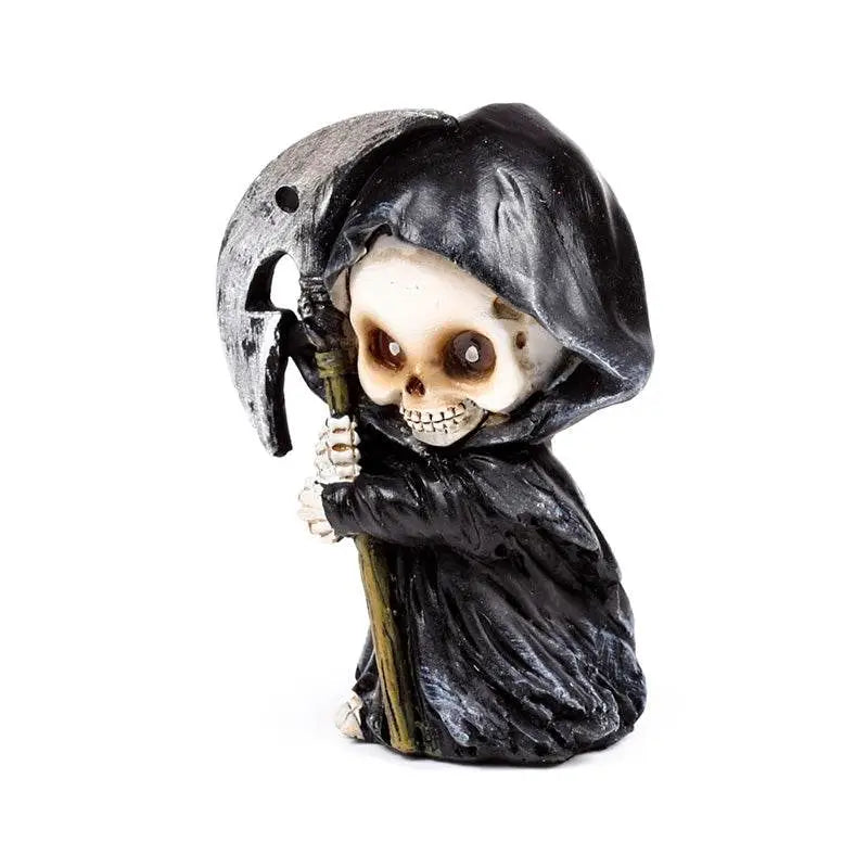 The Reaper Mini Skull Set of 3 with Scythes - Gothic Fantasy Skulls & Skeletons