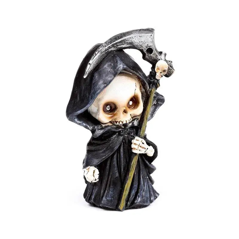 The Reaper Mini Skull Set of 3 with Scythes - Gothic Fantasy Skulls & Skeletons