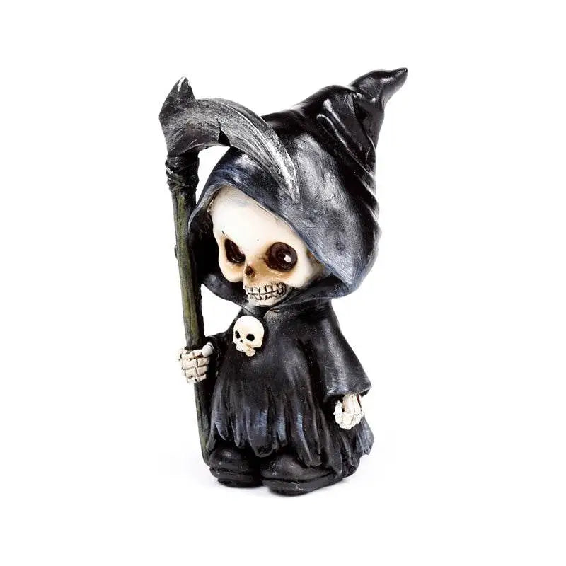 The Reaper Mini Skull Set of 3 with Scythes - Gothic Fantasy Skulls & Skeletons