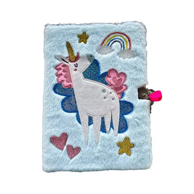 Unicorn Magic Plush Lockable Notebook with Padlock & Key - Unicorns
