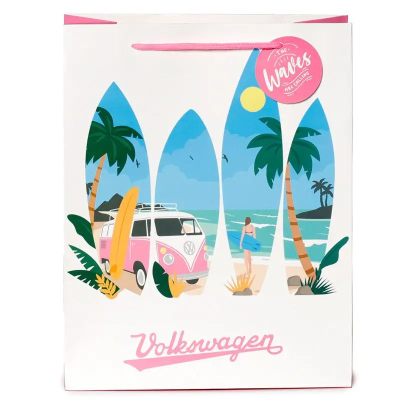 Volkswagen VW T1 Camper Bus Waves are Calling Gift Bag Large