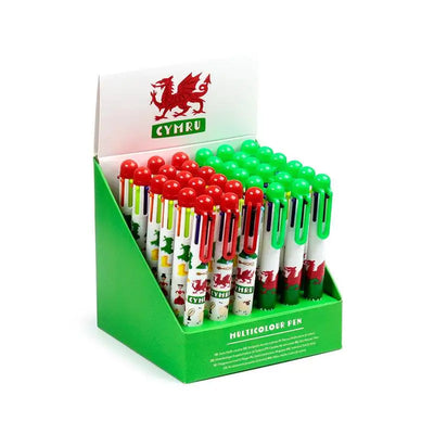 Welsh Dragon Wales (Cymru) Souvenir Multi Colour Pen (6 Colours) - Novelty Pens