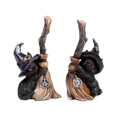 Witches Black Cat with Broomstick - Myth & Magic
